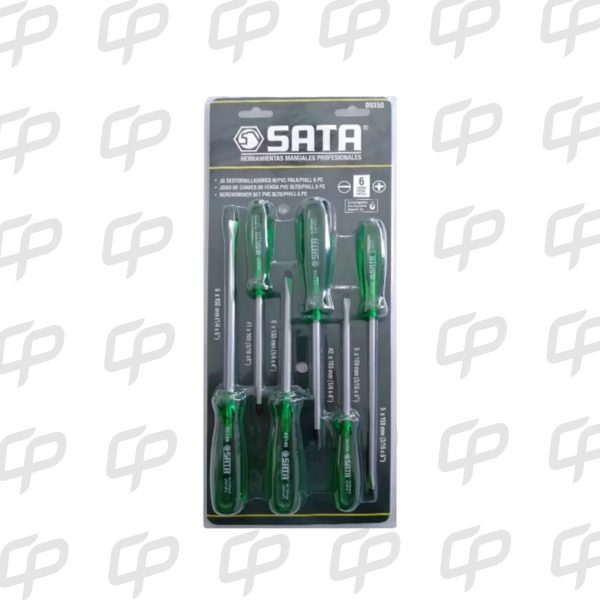 JUEGO DESTORNILLADOR PVC 6PZ MIXTO SATA